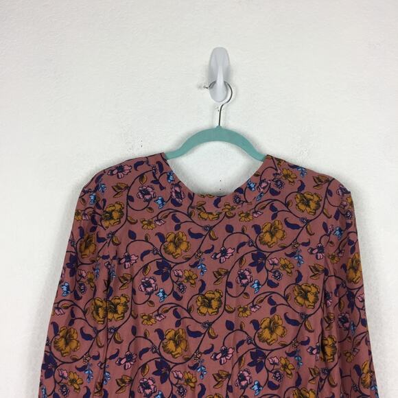 For Love And Lemons Mini Dress Small Pink Floral Open Back Long Sleeve Boho - Picture 4 of 12
